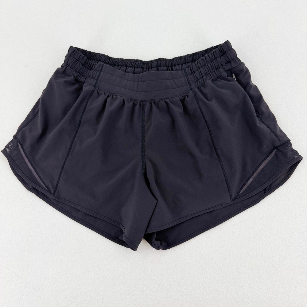 Lululemon Hotty Hot Short II Women 10 Black Mesh Athletic Excellent